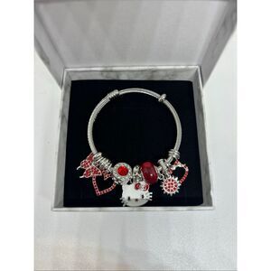 ❤️ Hello Kitty Red Charm Bracelet | Silver Tone Cable Bangle | Gift Ready ❤️